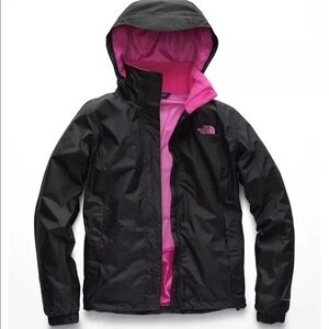 The North Face women’s rain jacket in Black and Pink